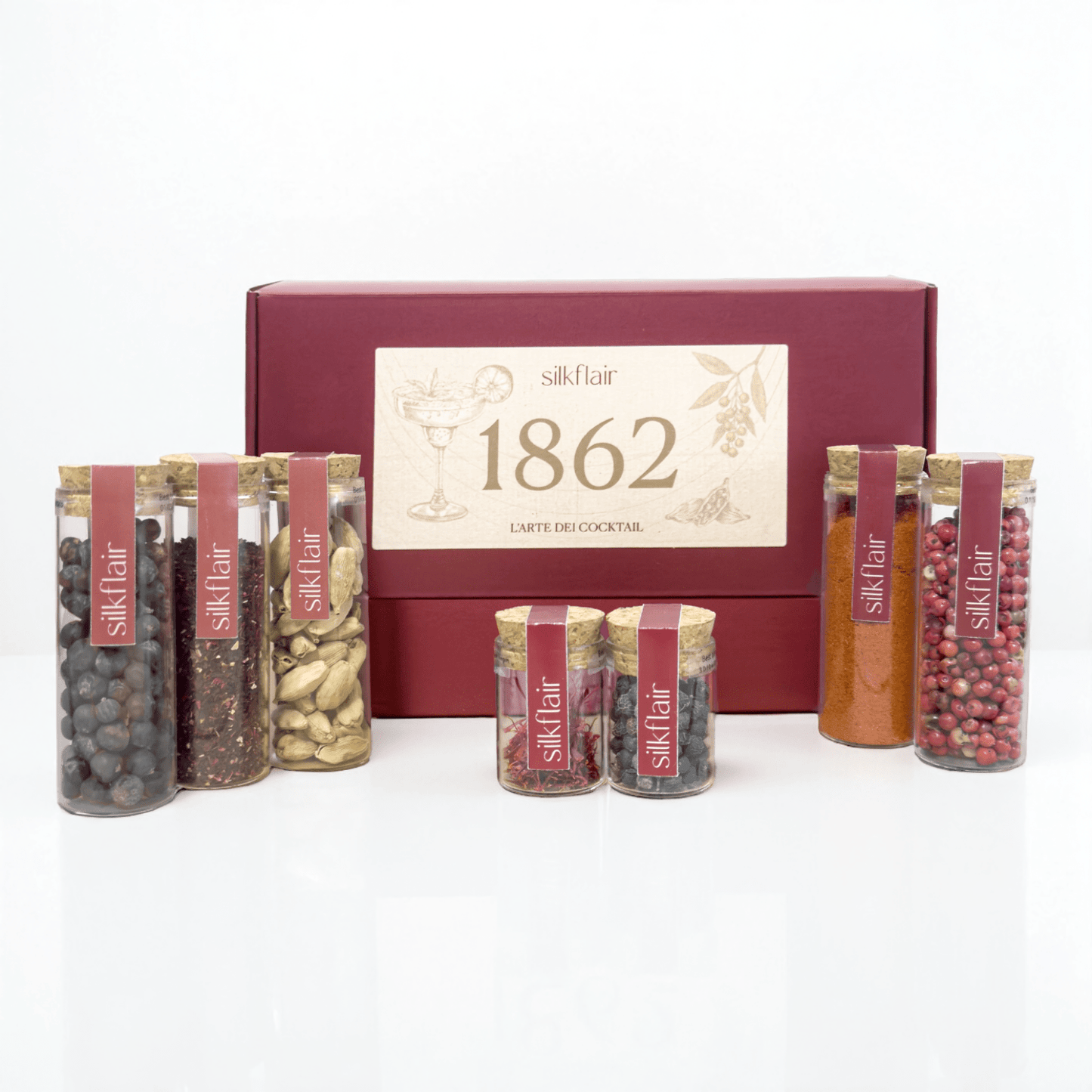 1862 - L’Arte dei Cocktail | Box gourmet con 7 botaniche e spezie per mixology | Edizione limitata 2025 - Silkflair