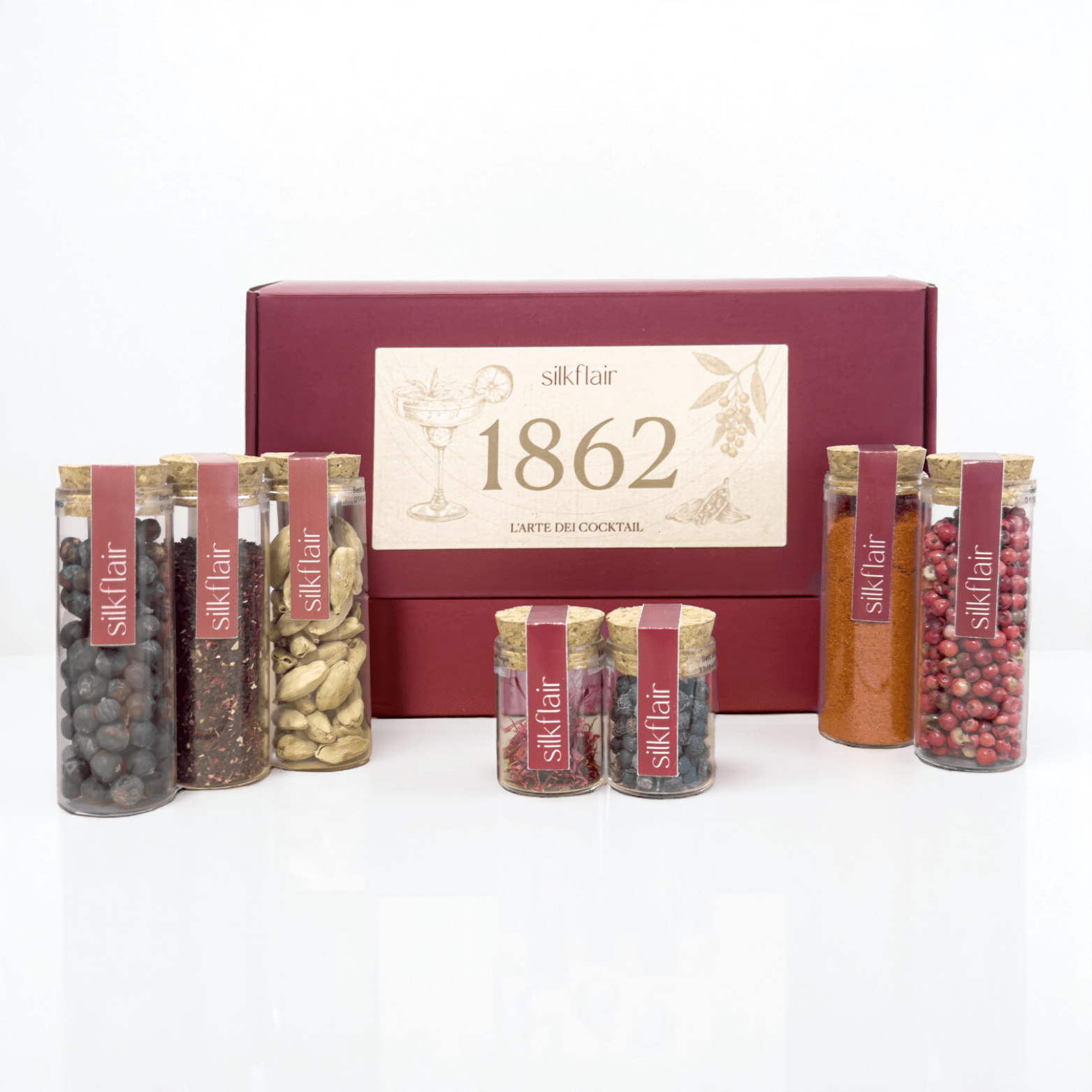 1862 - L’Arte dei Cocktail | Box gourmet con 7 botaniche e spezie per mixology | Edizione limitata 2025 - Silkflair