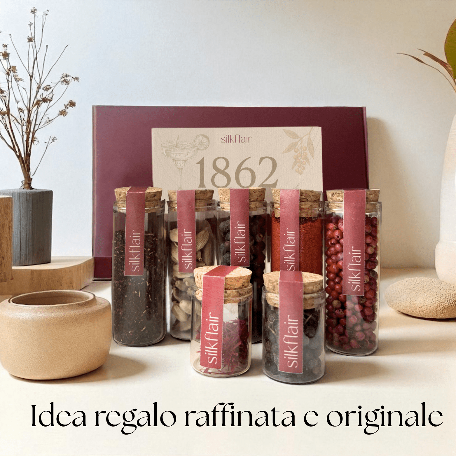 1862 - L’Arte dei Cocktail | Box gourmet con 7 botaniche e spezie per mixology | Edizione limitata 2025 - Silkflair