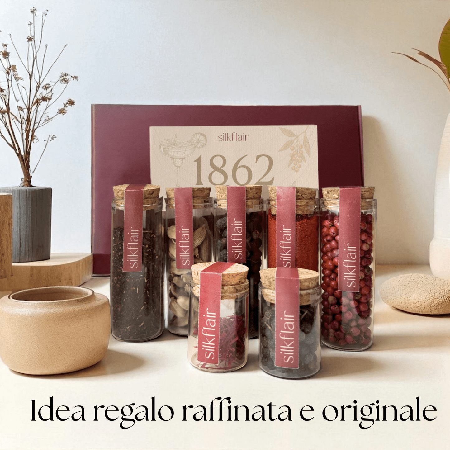 1862 - L’Arte dei Cocktail | Box gourmet con 7 botaniche e spezie per mixology | Edizione limitata 2025 - Silkflair