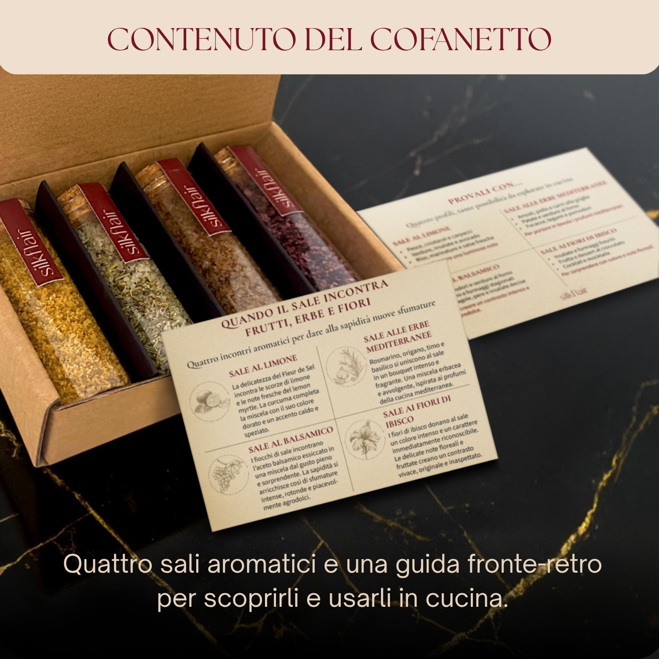 4 Sali Aromatici - Limone, Erbe Mediterranee, Aceto Balsamico e Ibisco