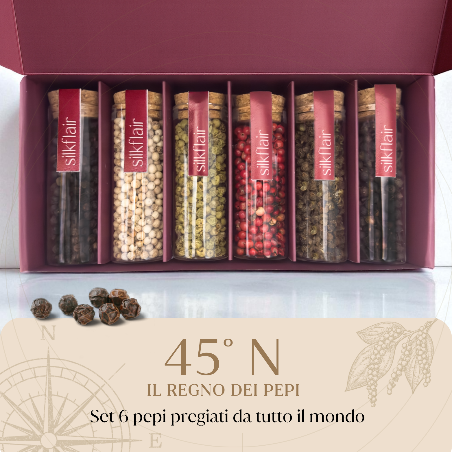 45°N - Il Regno dei Pepi - Box gourmet con 6 pepi dal mondo | Edizione limitata 2025