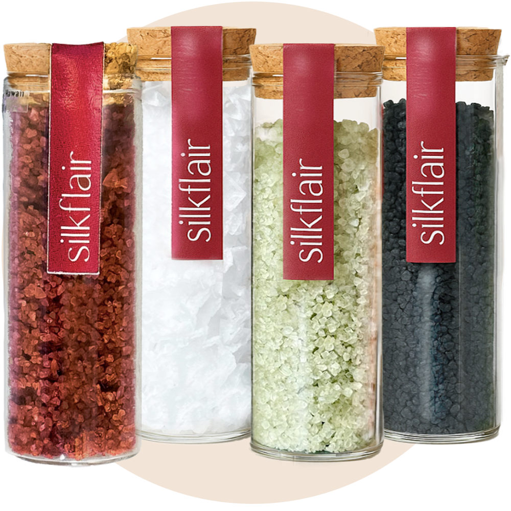 Hawaiian colors – set 4 sali Hawaii (Sale rosso - sale verde - sale nero - fiocchi di sale)