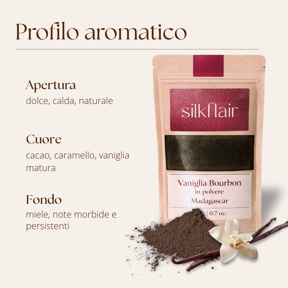 Vaniglia bourbon del Madagascar in polvere - Refill 20 g in busta