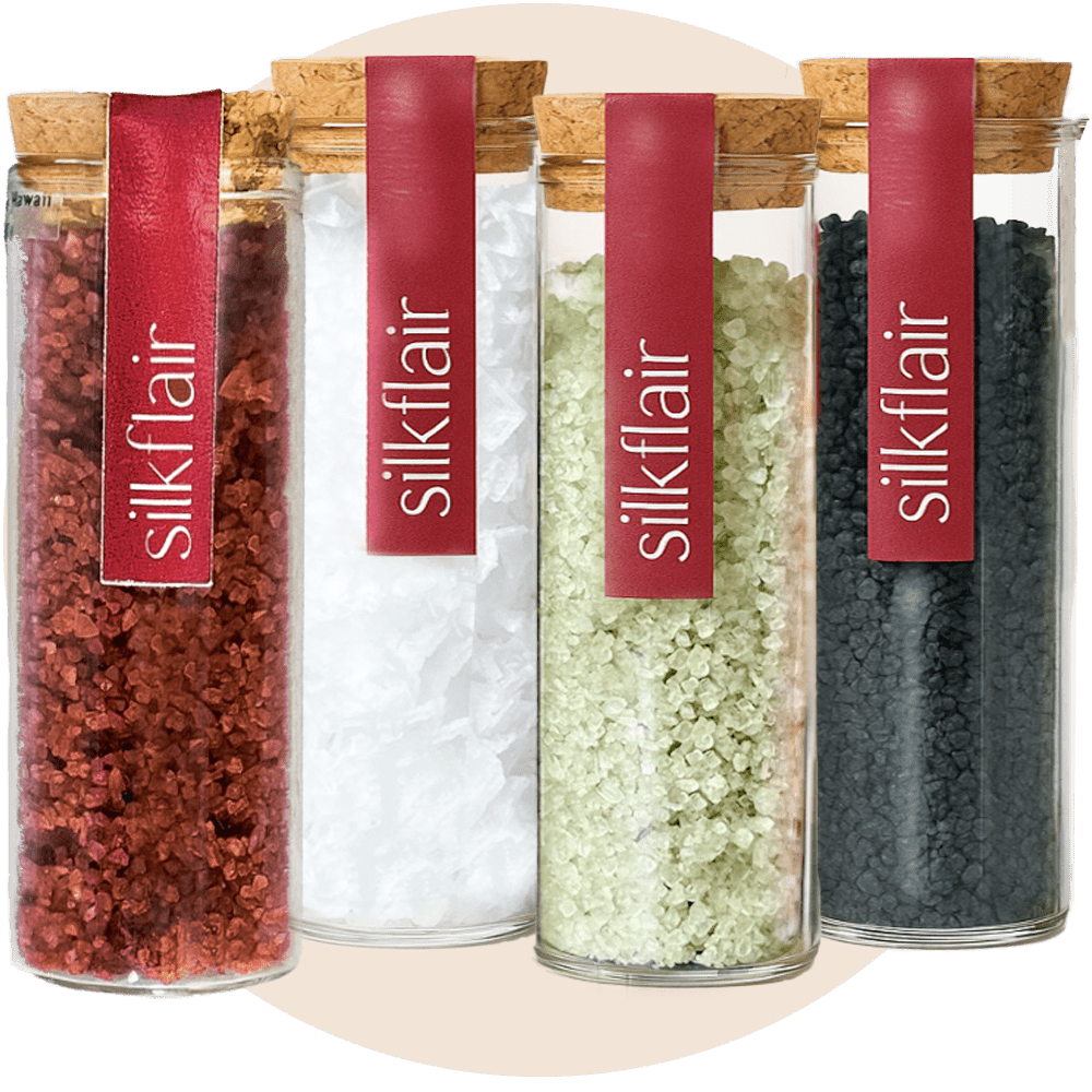 Hawaiian colors – set 4 sali Hawaii (Sale rosso - sale verde - sale nero - fiocchi di sale) - Silkflair