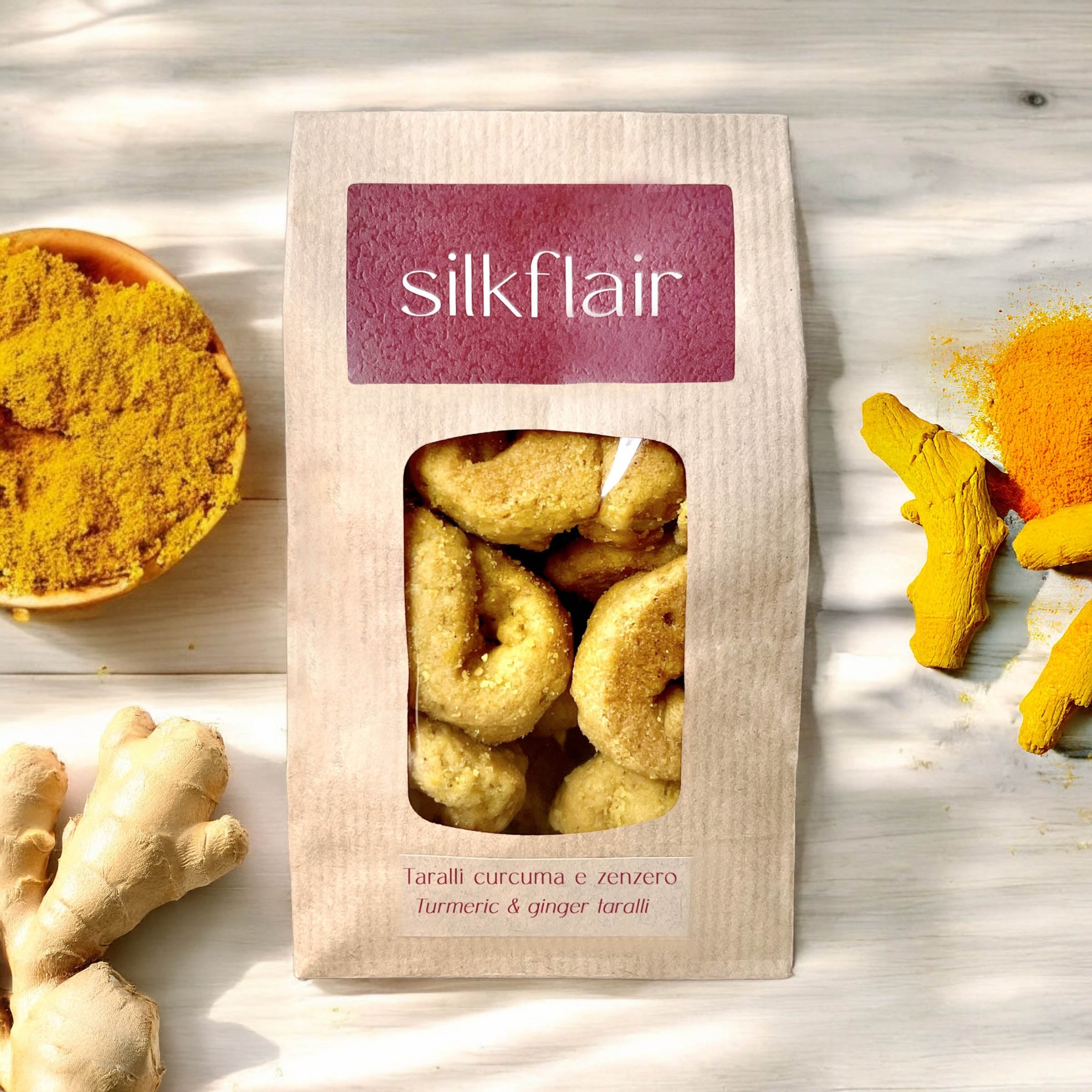 Taralli artigianali pugliesi alla curcuma e zenzero - Silkflair