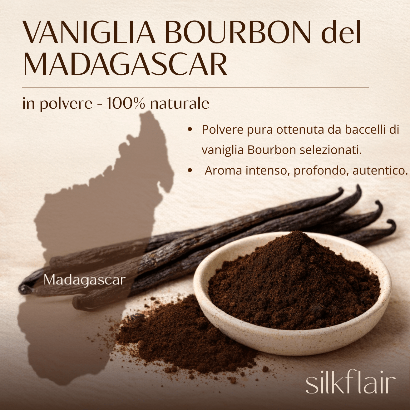 Vaniglia bourbon del Madagascar in polvere - Refill 20 g in busta - Silkflair