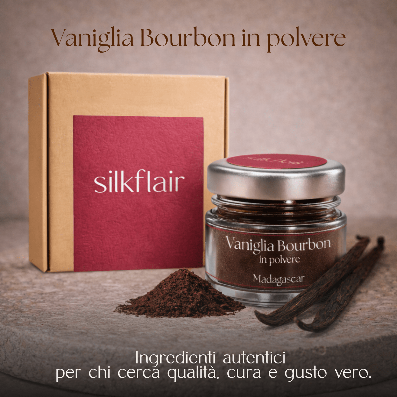 Vaniglia bourbon del Madagascar in polvere (vasetto 10 g) - Silkflair